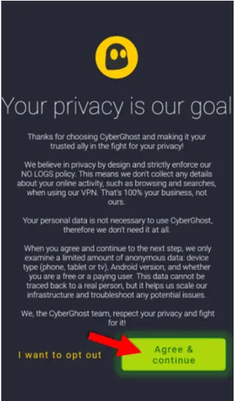 Cyber Ghost VPN privacy terms